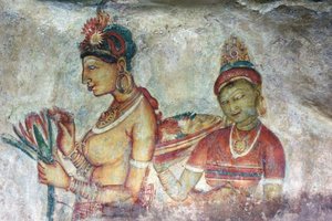 Die berühmten Wolkenmädchen von Sigiriya 